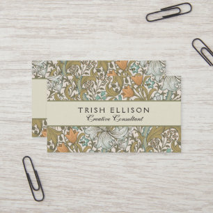 William Morris Golden Lily Blue Gold Classic Business Card