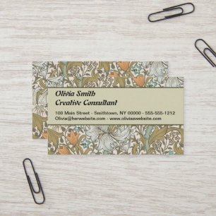 William Morris Golden Lily Blue Gold Classic Business Card