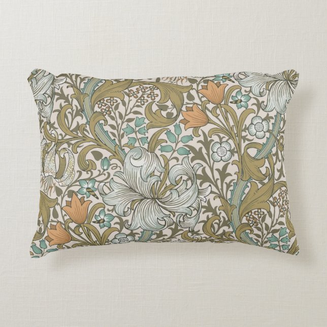 William Morris Golden Lily Blue Gold Classic Decorative Cushion (Front)