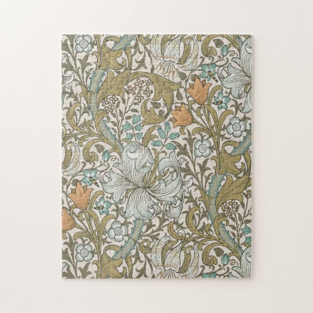 William Morris Golden Lily Blue Gold Classic Jigsaw Puzzle (Vertical)
