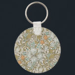 William Morris Golden Lily Blue Gold Classic Key Ring<br><div class="desc">William Morris Golden Lily - Floral Antique Pattern - This is a photographic reproduction of an antique Victorian wallpaper by William Morris,  the famous arts and crafts designer,  called Golden Lily,  showing an antique damask paisley brocade pattern with golden lilies,  bluebell flowers,  daisies,  and swirling acanthus leaves.</div>