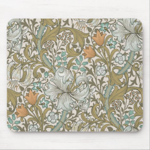 William Morris Golden Lily Blue Gold Classic Mouse Mat