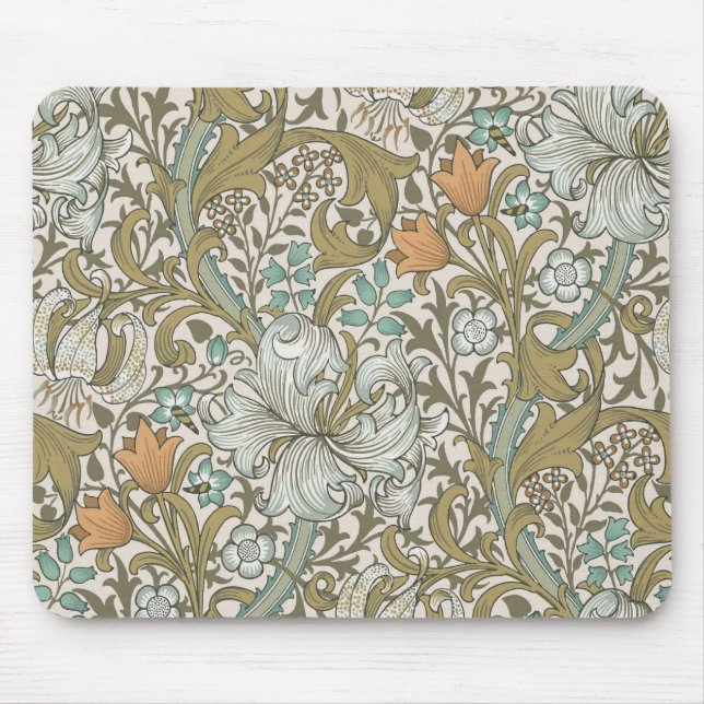 William Morris Golden Lily Blue Gold Classic Mouse Mat (Front)