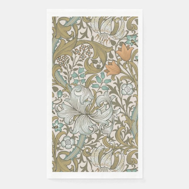 William Morris Golden Lily Blue Gold Classic Napkin (Front)