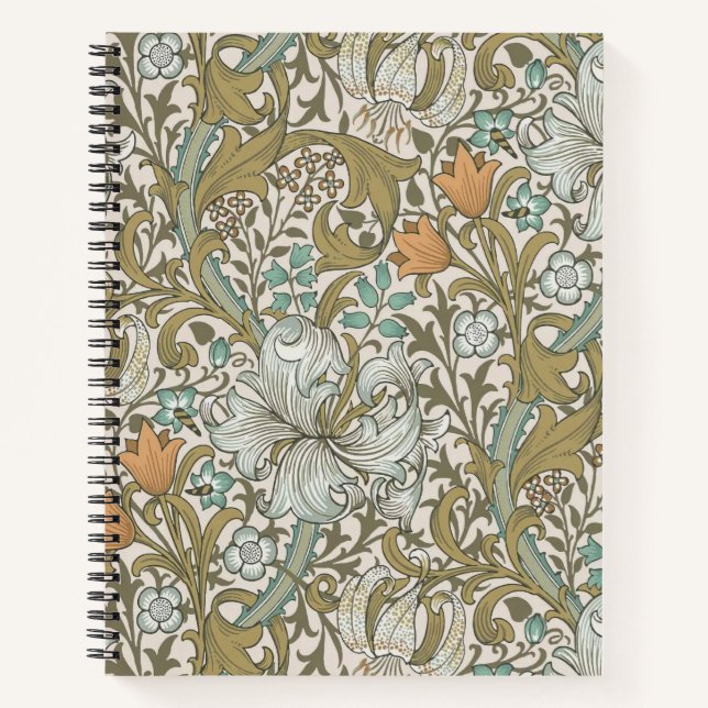 William Morris Golden Lily Blue Gold Classic Notebook (Front)