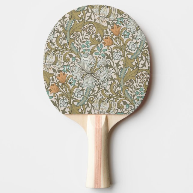 William Morris Golden Lily Blue Gold Classic Ping Pong Paddle (Front)