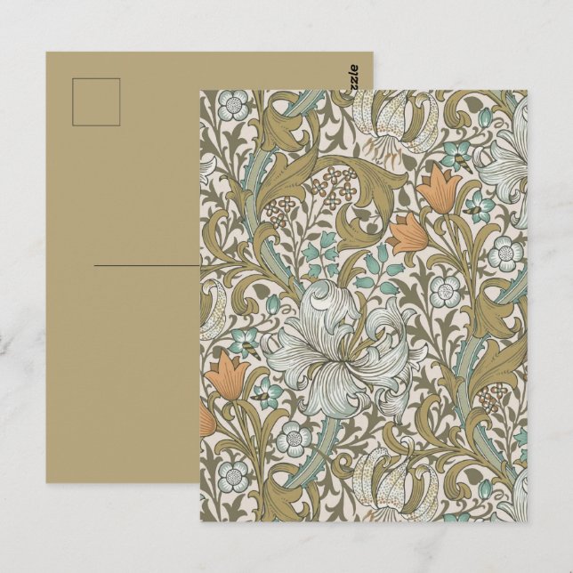 William Morris Golden Lily Blue Gold Classic Postcard (Front/Back)