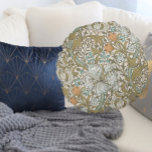 William Morris Golden Lily Blue Gold Classic Round Cushion<br><div class="desc">William Morris Golden Lily - Floral Antique Pattern - This is a photographic reproduction of an antique Victorian wallpaper by William Morris,  showing an antique damask paisley brocade pattern with golden lilies,  bluebell flowers,  daisies,  and swirling acanthus leaves.</div>