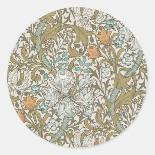 William Morris Golden Lily Blue Gold Classic Round Sticker