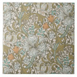 William Morris Golden Lily Blue Gold Classic Tile<br><div class="desc">William Morris Golden Lily - Floral Antique Pattern - This is a photographic reproduction of an antique Victorian wallpaper by William Morris,  the famous arts and crafts designer,  called Golden Lily,  showing an antique damask paisley brocade pattern with golden lilies,  bluebell flowers,  daisies,  and swirling acanthus leaves.</div>