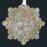 William Morris Golden Lily Blue Gold Classic Tree Decoration Card<br><div class="desc">William Morris Golden Lily - Floral Antique Pattern - This is a photographic reproduction of an antique Victorian wallpaper by William Morris,  the famous arts and crafts designer,  called Golden Lily,  showing an antique damask paisley brocade pattern with golden lilies,  bluebell flowers,  daisies,  and swirling acanthus leaves.</div>