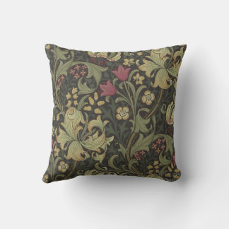 william-morris-golden-lily-charcoal-black-gold cushion