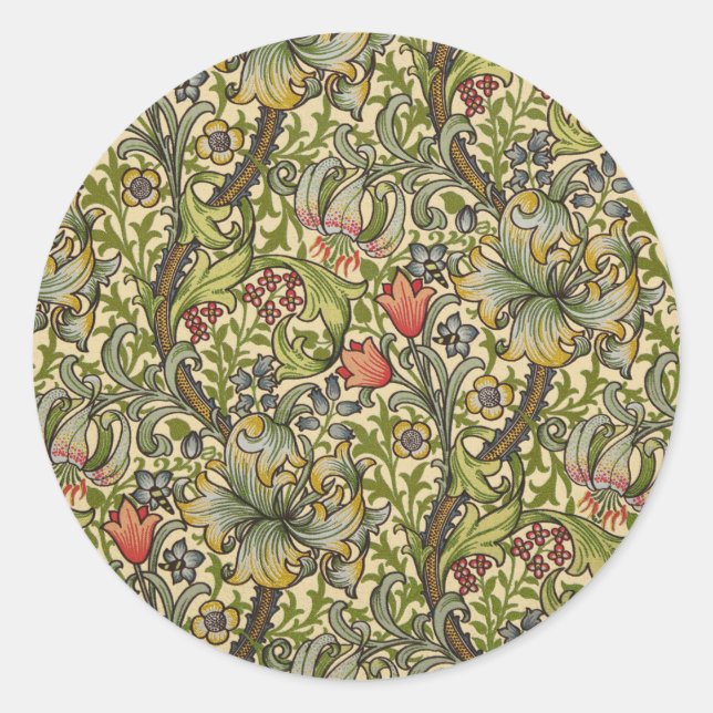 William Morris Golden Lily Classic Round Sticker (Front)