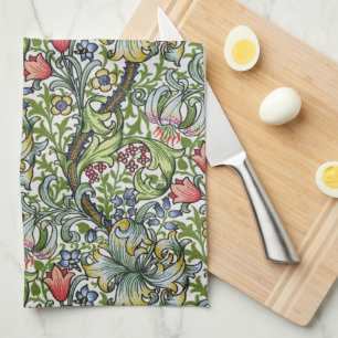 William Morris Golden Lily Floral Chintz Pattern Tea Towel