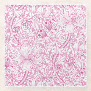 William Morris Golden Lily Floral Pattern Glass Coaster