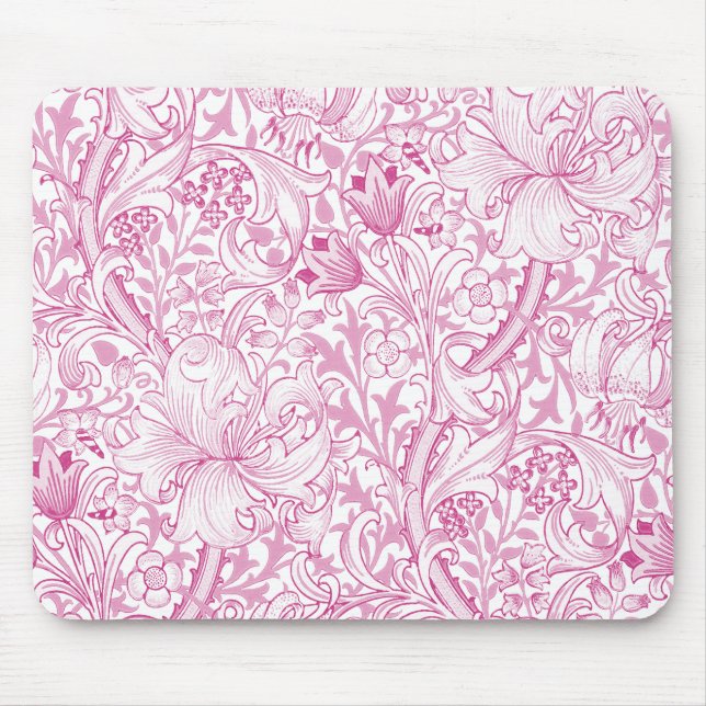 William Morris Golden Lily Floral Pattern Mouse Mat (Front)