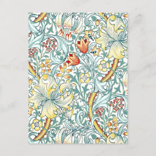 William Morris Golden Lily Floral Pattern Postcard