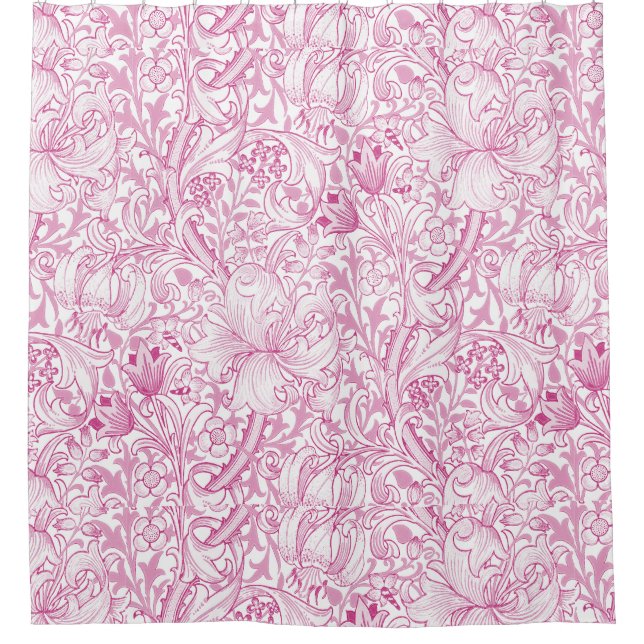 William Morris Golden Lily Floral Pattern Shower Curtain (Front)