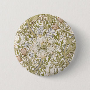William Morris Golden Lily Garden Flower Classic 6 Cm Round Badge