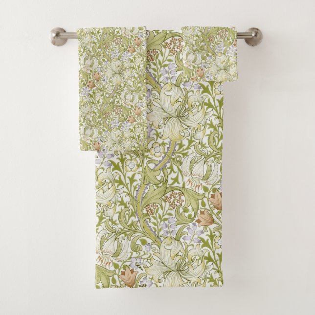 William Morris Golden Lily Garden Flower Classic Bath Towel Set (Insitu)