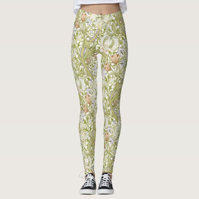 William Morris Golden Lily Garden Flower Classic Leggings (Front)