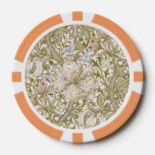 William Morris Golden Lily Garden Flower Classic Poker Chips