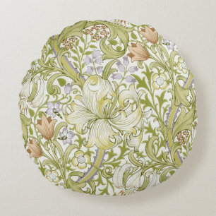 William Morris Golden Lily Garden Flower Classic Round Cushion