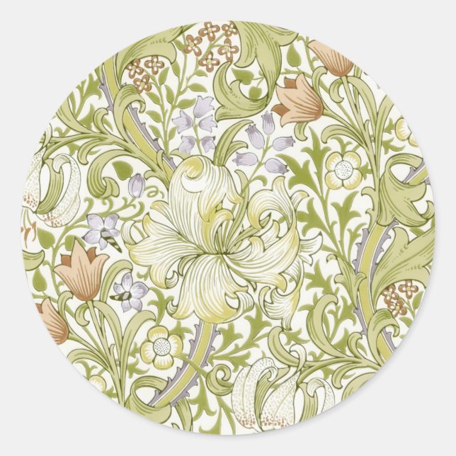 William Morris Golden Lily Garden Flower Classic Round Sticker (Front)