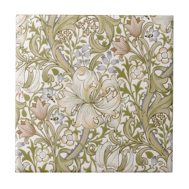 William Morris Golden Lily Garden Flower Classic Tile (Front)
