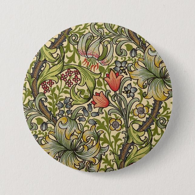 William Morris Golden Lily Restored Pattern 7.5 Cm Round Badge (Front)