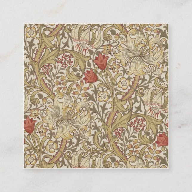 William Morris Golden Lily Square Business Card (Front)
