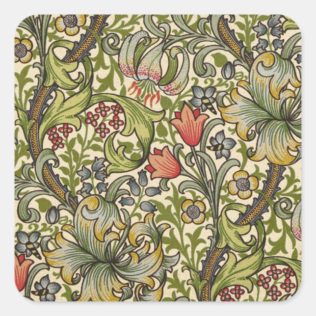 William Morris Golden Lily Square Sticker (Front)