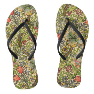 William Morris Golden Lily Vintage Floral Design Flip Flops