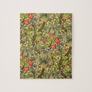 William Morris Golden Lily Vintage Floral Design Jigsaw Puzzle