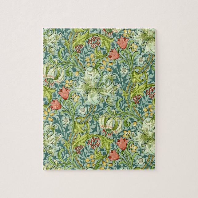 William Morris Golden Lily Vintage Floral Design Jigsaw Puzzle (Vertical)