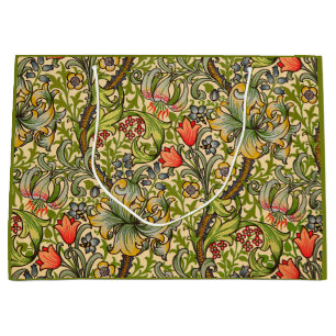 William Morris Golden Lily Vintage Floral Design Large Gift Bag