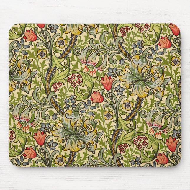 William Morris Golden Lily Vintage Floral Design Mouse Mat (Front)