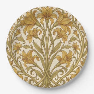 William Morris Golden Lily Vintage Floral Design Paper Plate