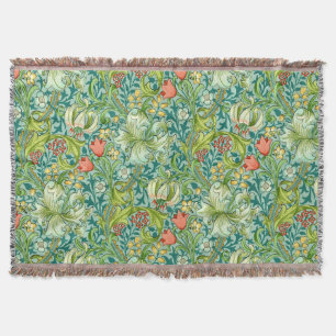 William Morris Golden Lily Vintage Pattern Throw Blanket