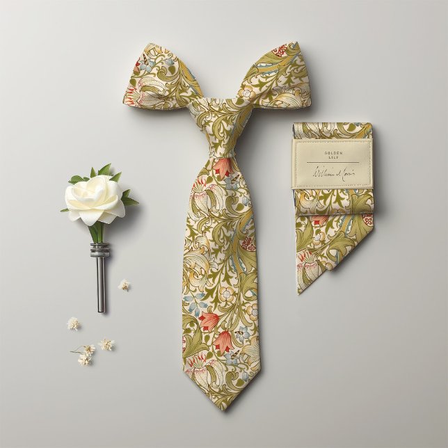 William Morris Golden Lily Vintage Pattern Tie (Dress to Impress with Golden Lily: More than a Tie, It's Artwork Around Your Neck.)