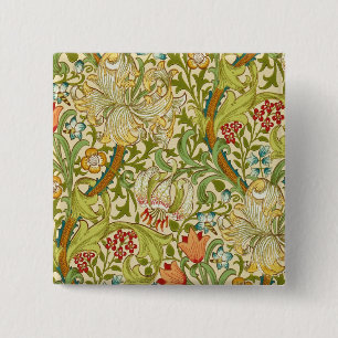 William Morris Golden Lily Vintage Pre-Raphaelite 15 Cm Square Badge