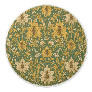 William Morris Golden Lily Vintage Pre-Raphaelite Ceramic Knob