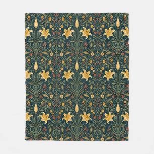 William Morris Golden Lily Vintage Pre-Raphaelite Fleece Blanket