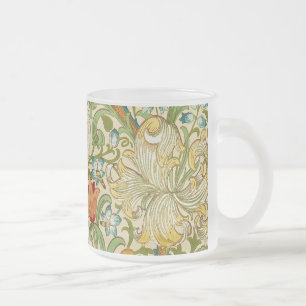 William Morris Golden Lily Vintage Pre-Raphaelite Frosted Glass Coffee Mug