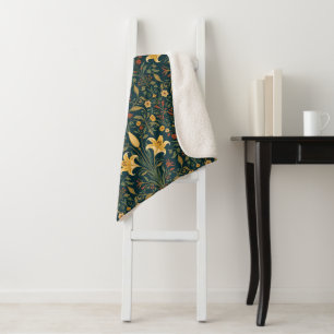 William Morris Golden Lily Vintage Pre-Raphaelite Sherpa Blanket