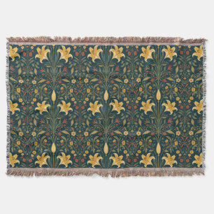 William Morris Golden Lily Vintage Pre-Raphaelite Throw Blanket