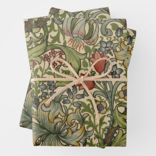 William Morris Golden Lily Vintage Pre-Raphaelite Wrapping Paper Sheet