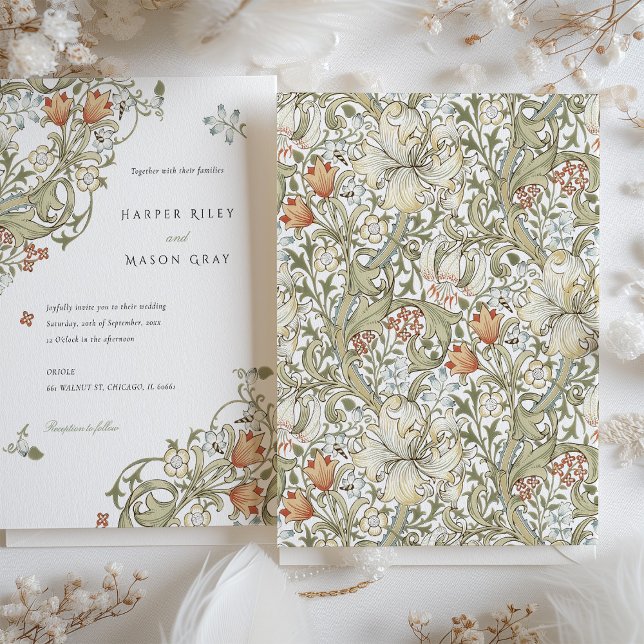William Morris Golden Lily Wedding Invitation (Creator Uploaded)