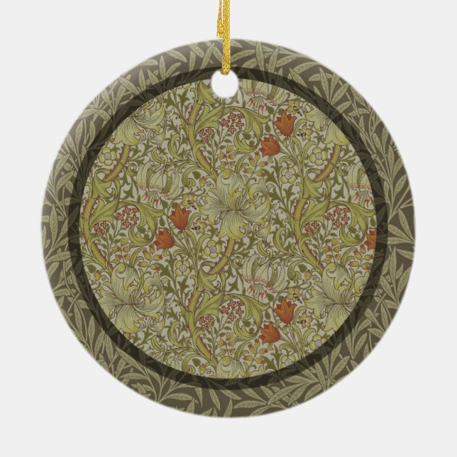William Morris Golden Lily Willow Bough Pattern Ceramic Tree Decoration (Back)