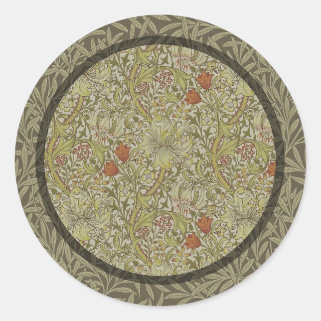 William Morris Golden Lily Willow Bough Pattern Classic Round Sticker (Front)